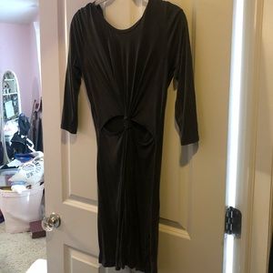 Women’s Charcoal Grey 3/4 Sleeve Knot Dress
